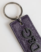Violet Leather Logo Metal Ring Men Keychain Keyring
