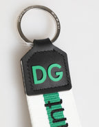 Green Logo Polyester Silver Brass Holder Keychain Keyring