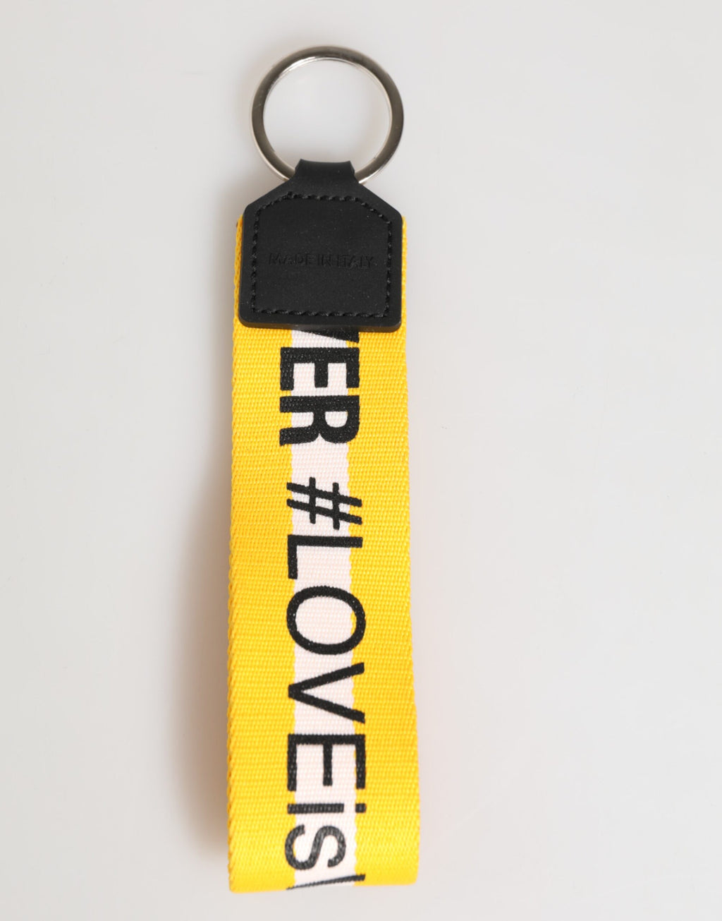 Yellow Logo Polyester Silver Brass Holder Keychain Keyring