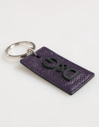 Violet Leather Logo Metal Ring Men Keychain Keyring