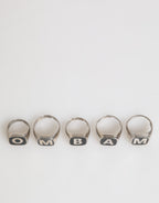 Silver Tone Brass Lettering Set 5 Pieces Adjustable Ring