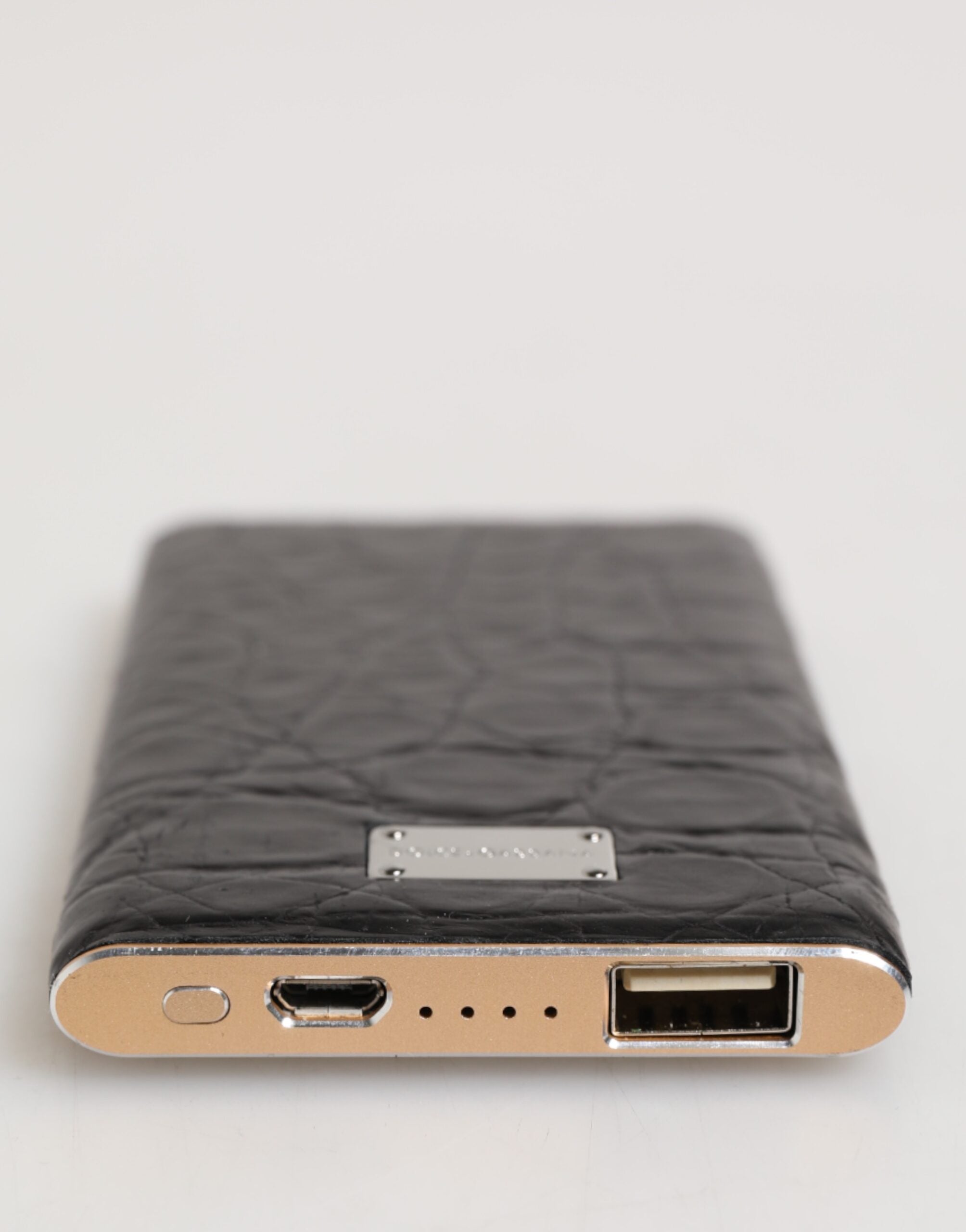 Black Leather Exotic 3000mAh Power Bank Charger USB