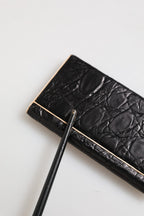 Black Leather Exotic Skin 3000mAh Power Bank Charger USB