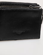 Black Leather Zip Logo Keyring Coin Purse Keyring Wallet