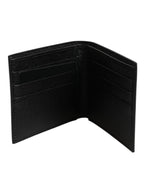 White Leather DG Star Logo Bifold Card Holder Wallet