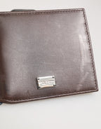 Brown Leather DG Logo Engrave Bifold Card Holder Wallet