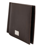 Brown Leather DG Logo Engrave Bifold Card Holder Wallet