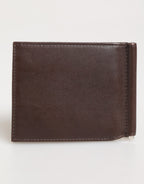 Brown Leather DG Logo Engrave Bifold Card Holder Wallet