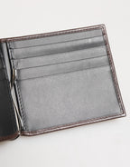 Brown Leather DG Logo Engrave Bifold Card Holder Wallet