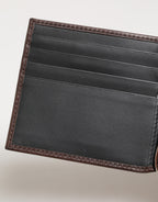 Brown Leather DG Logo Engrave Bifold Card Holder Wallet