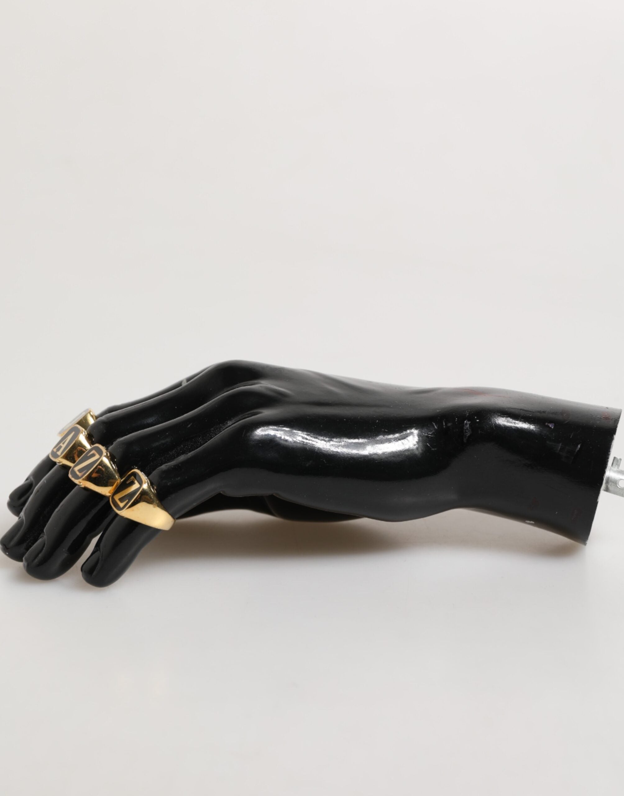 Gold Tone Brass JAZZ Letter Set 4 Pieces Adjustable Ring