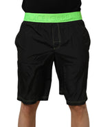Black Green Logo Waistband Beachwear Short Swimwear