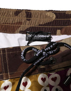 Multicolor Playing Card Camouflage Shorts Swimwear