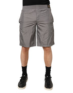 Light Gray Nylon Elastic Waist Shorts Swimwear