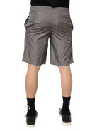 Light Gray Nylon Elastic Waist Shorts Swimwear