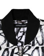 White Black Graffiti Logo Puffer Bomber Jacket
