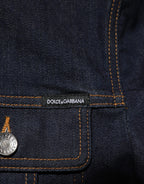 Indigo Blue Denim Slim Fit Logo Patch Jacket