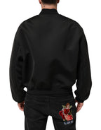 Black Polyester Logo Plaque Bomber Jacket
