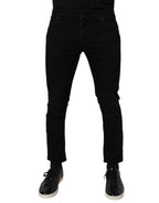 Black Cotton Skinny Jeans Men Trouser Pants