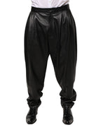 Black Lamb Leather Trousers Men Pants