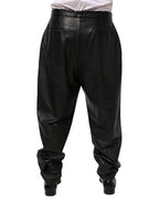 Black Lamb Leather Trousers Men Pants