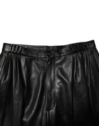 Black Lamb Leather Trousers Men Pants