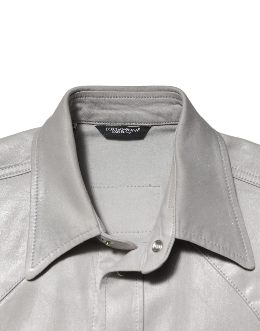 Metallic Gray Cotton Button Down Men Shirt