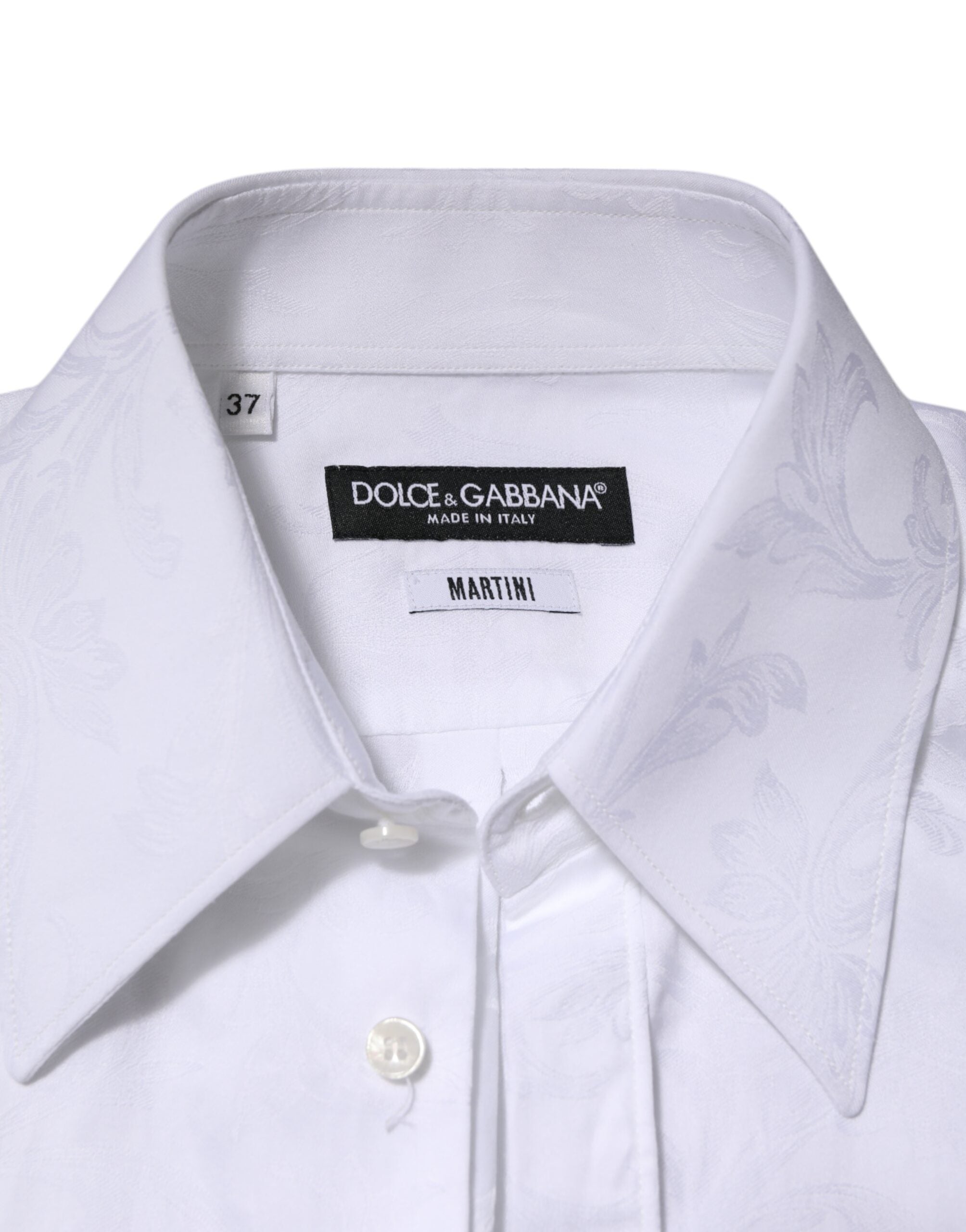 White Cotton MARTINI Paisley Jacquard Shirt