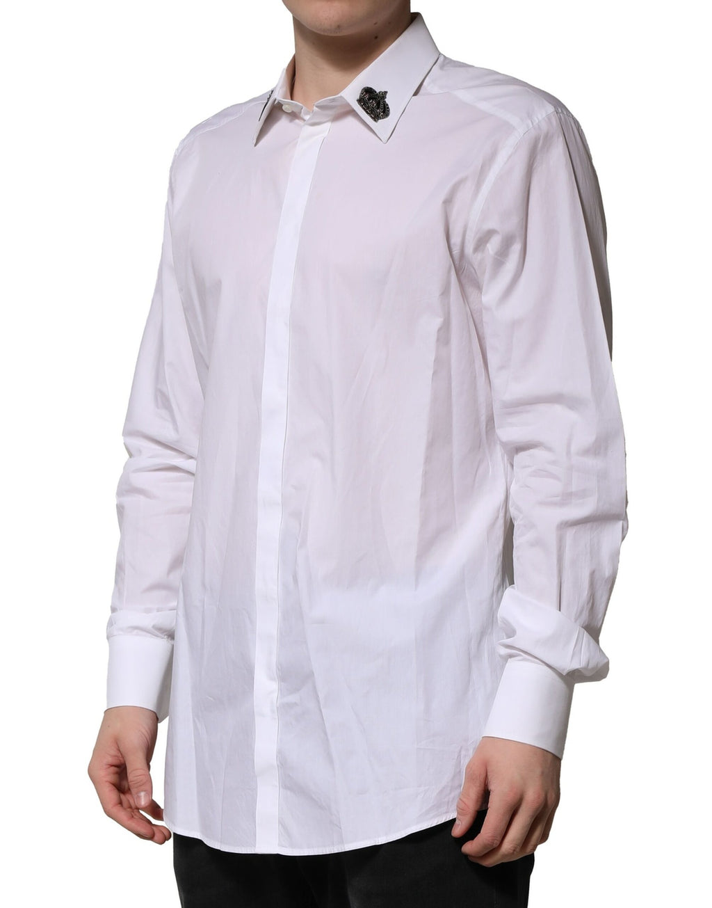 White Cotton Crown Collar GOLD Formal Shirt
