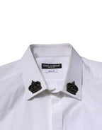 White Cotton Crown Collar GOLD Formal Shirt