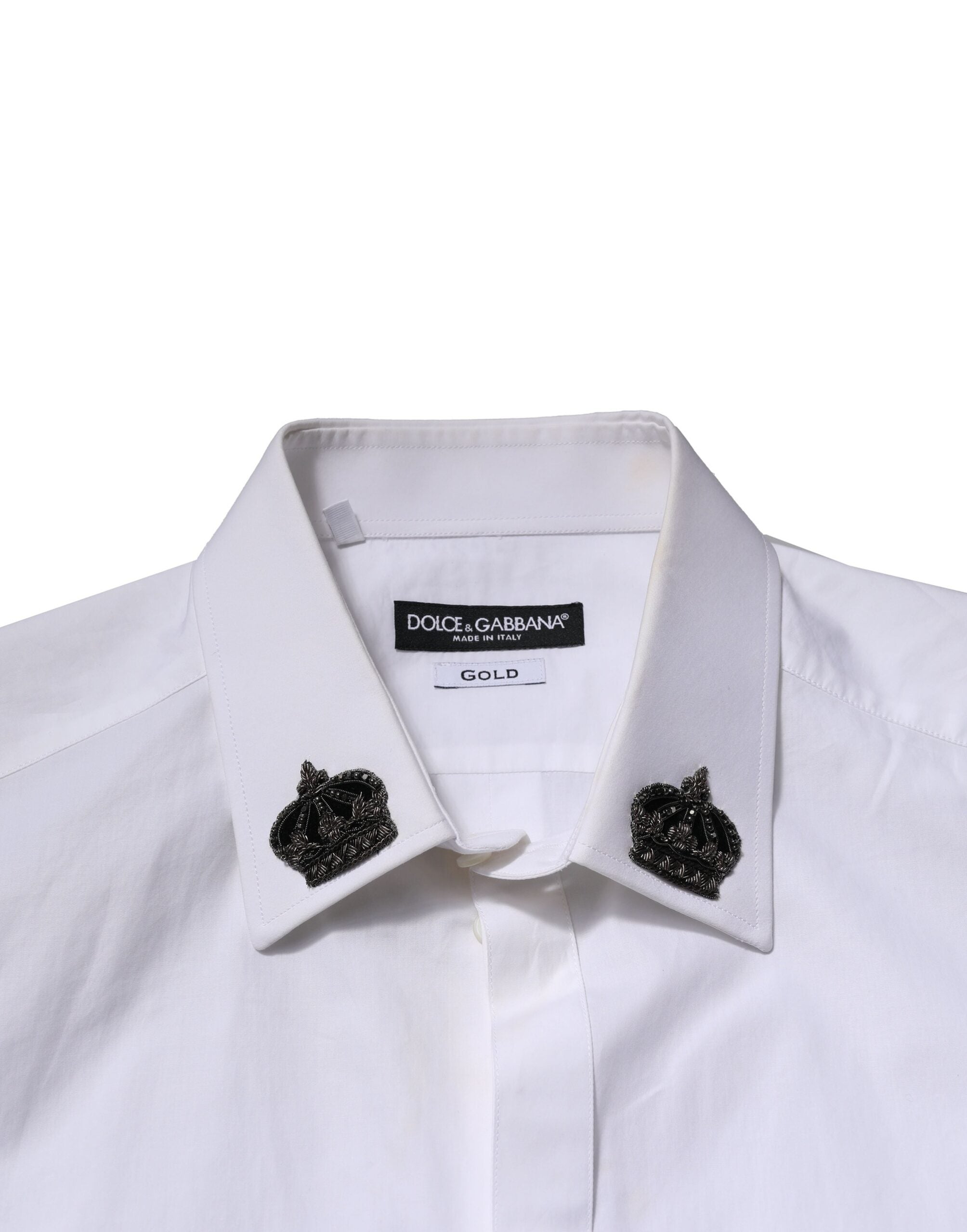 White Cotton Crown Collar GOLD Formal Shirt