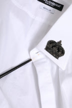 White Cotton Crown Collar GOLD Formal Shirt