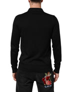 Black Silk Button Up Lightweight Sweater