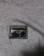 Gray Cotton Tattered Logo Patch Men T-shirt