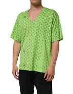 Green V-Neck DG Logo Heart Print T-shirt