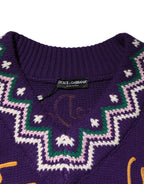 Purple Wool DG Logo Men Knit Pullover Sweater