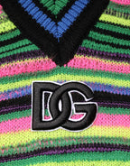 Multicolor DG Logo V-Neck Knit Pullover Sweater