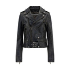 Black Calf Leather Bos Taurus Biker Jacket