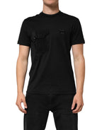 Black Cotton Embroidered DG Logo Pocket T-shirt