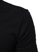 Black Cotton Plain V-Neck Men Shirt T-shirt