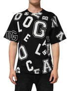 Black Cotton Letter Print Short Sleeve T-shirt