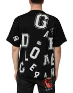 Black Cotton Letter Print Short Sleeve T-shirt
