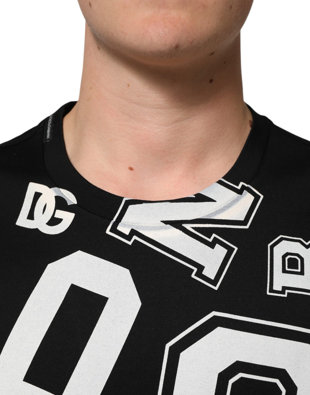 Black Cotton Letter Print Short Sleeve T-shirt