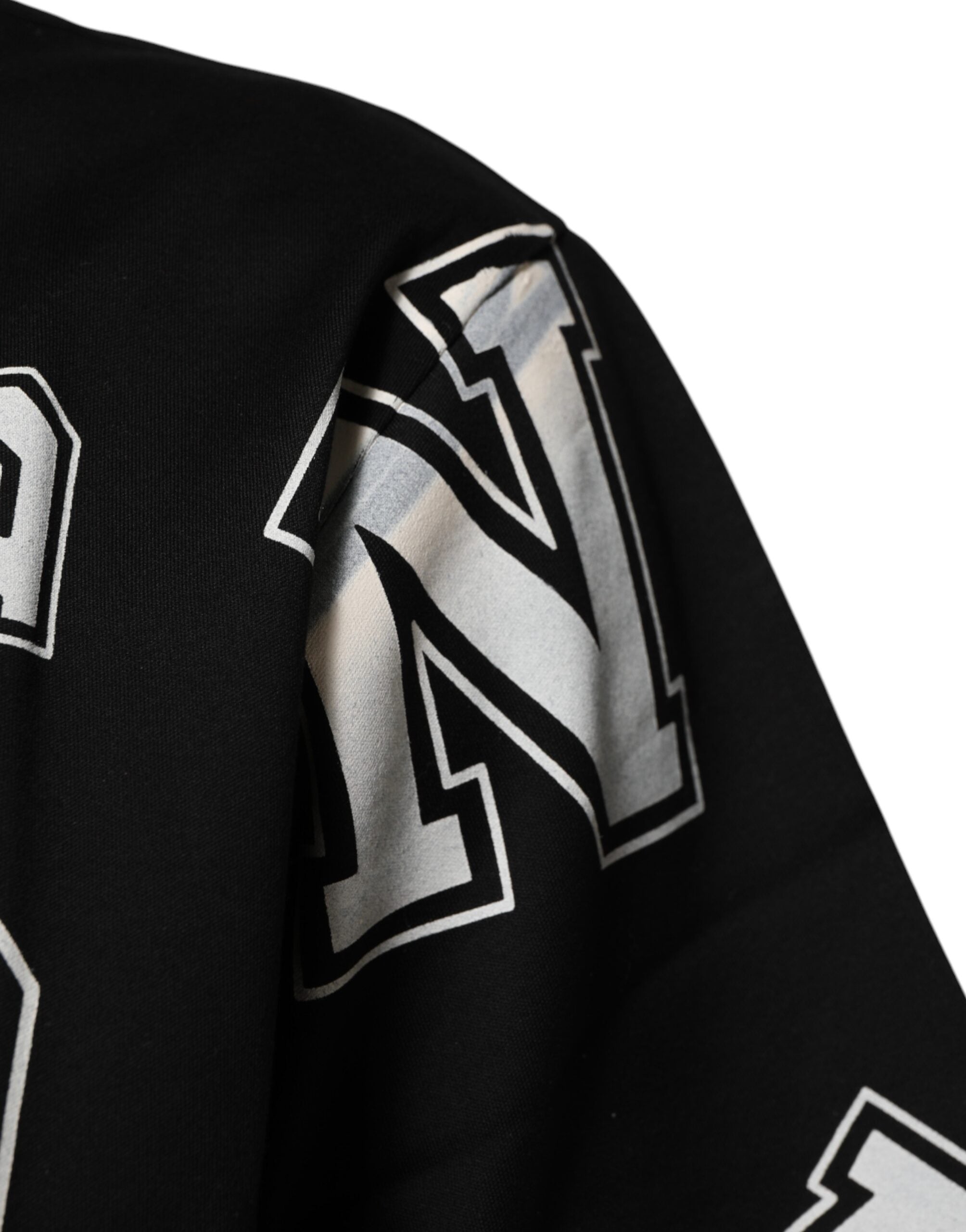 Black Cotton Letter Print Short Sleeve T-shirt