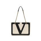 Beige Calf Leather Bos Taurus Shoulder Bag
