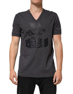 Black Charcoal DG Logo V-Neck Men T-shirt