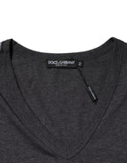 Black Charcoal DG Logo V-Neck Men T-shirt