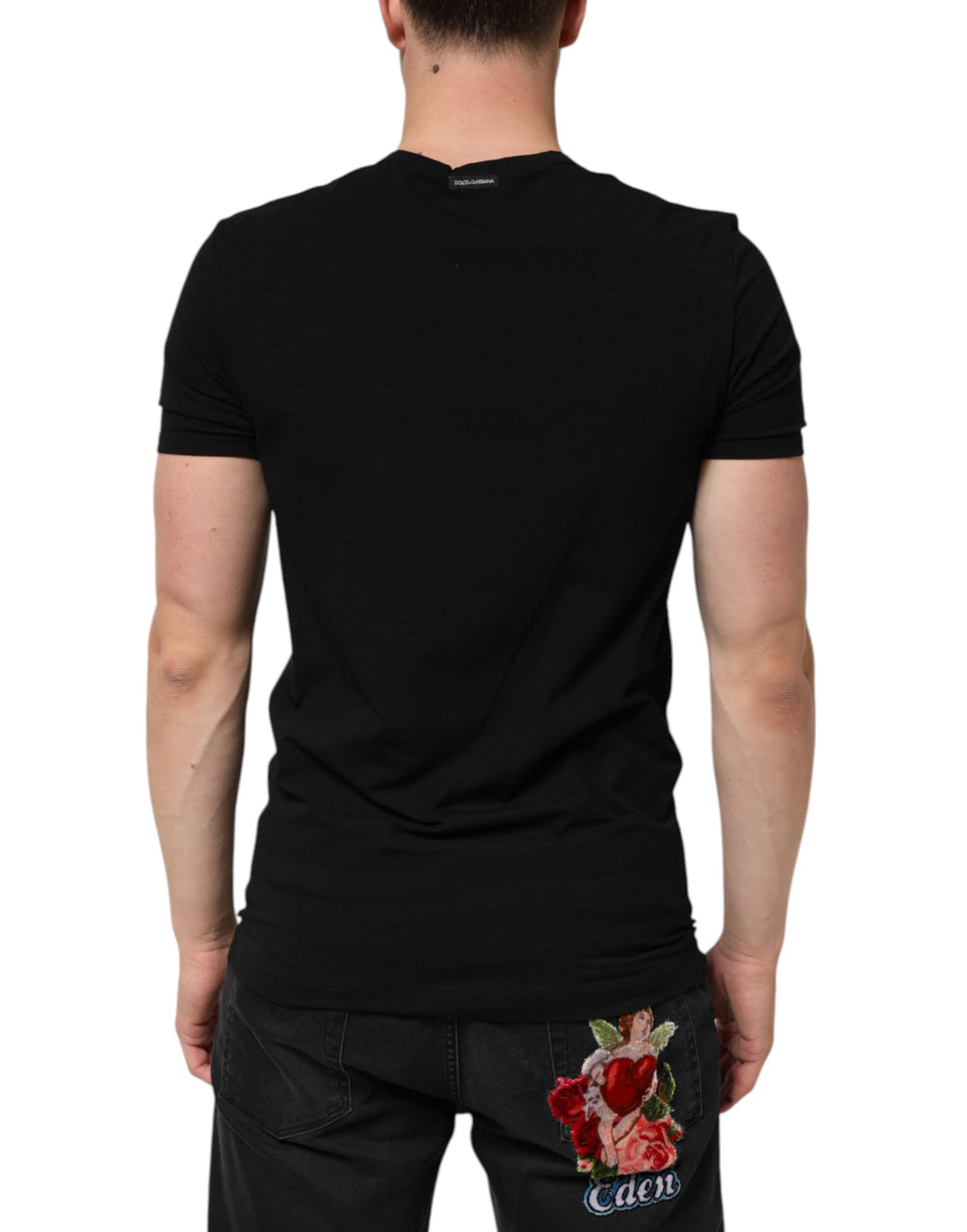 Black Cotton Slim Fit Men V-Neck Shirt T-shirt