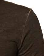 Dark Brown Cotton Tattered Logo Men T-shirt