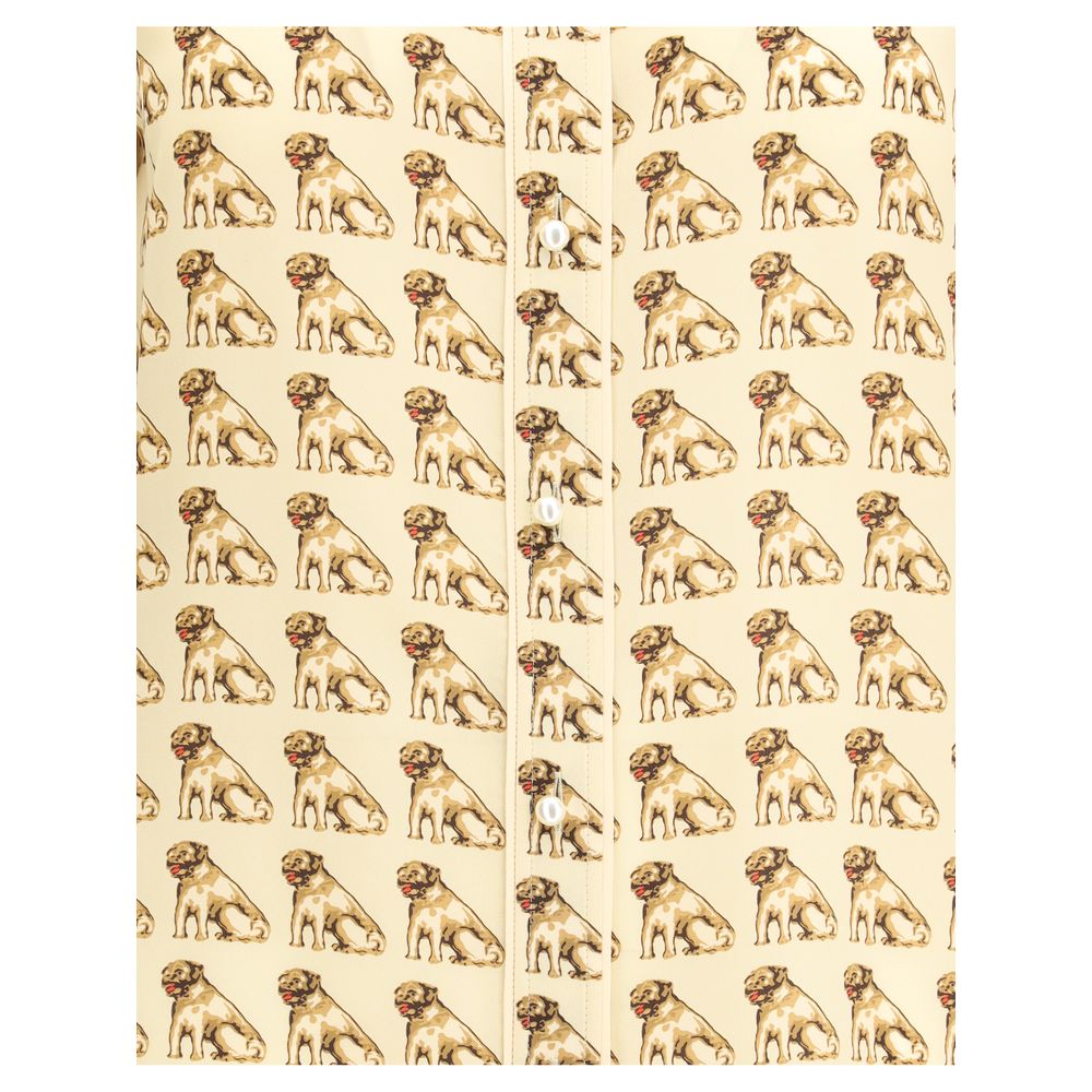 Beige Silk Pattern Shirt